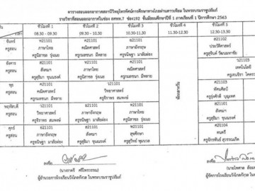 ตารางออกอากาศ DLTV ชั้น ม.1-ม.3 ภาคเรียนที่ 1 ปีการศึกษา 2563